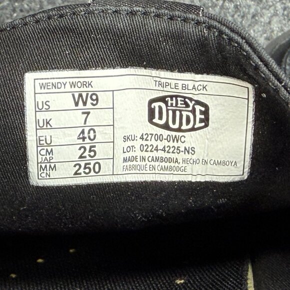 Hey Dude Wendy Slip Resistant Work Shoes Women's 9 Black Canvas Slip On Snekers - Picture 11 of 11